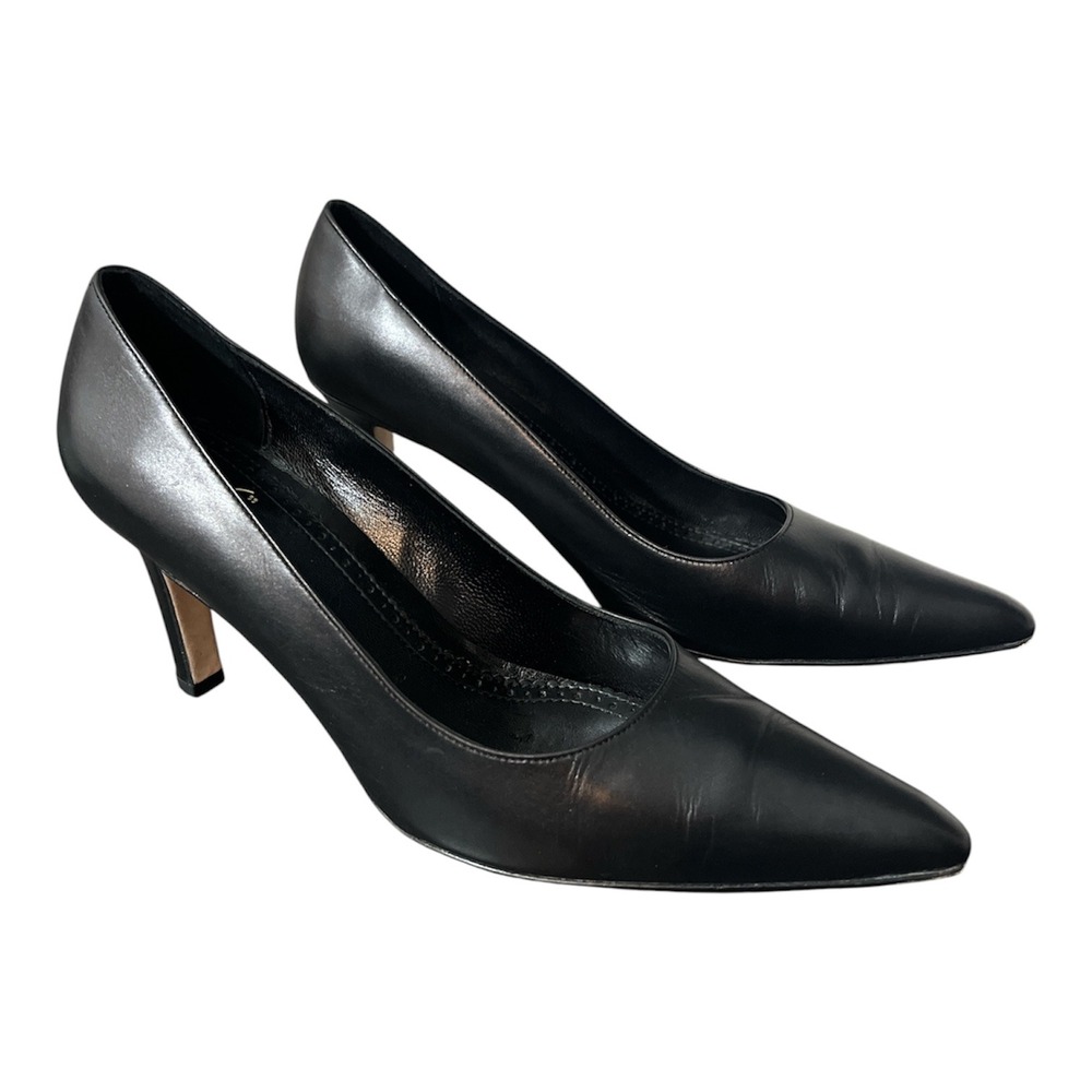 Brooks Brothers 346 Pumps Womens 8.5 Black Leather Pointed Toe Stiletto Heel
